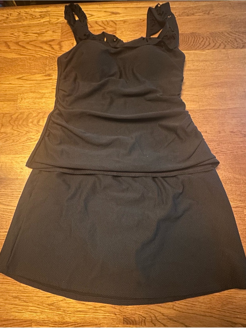 Susan Graver Black Women's Swim Set Tank Top & Swim Skirt New Without Tags